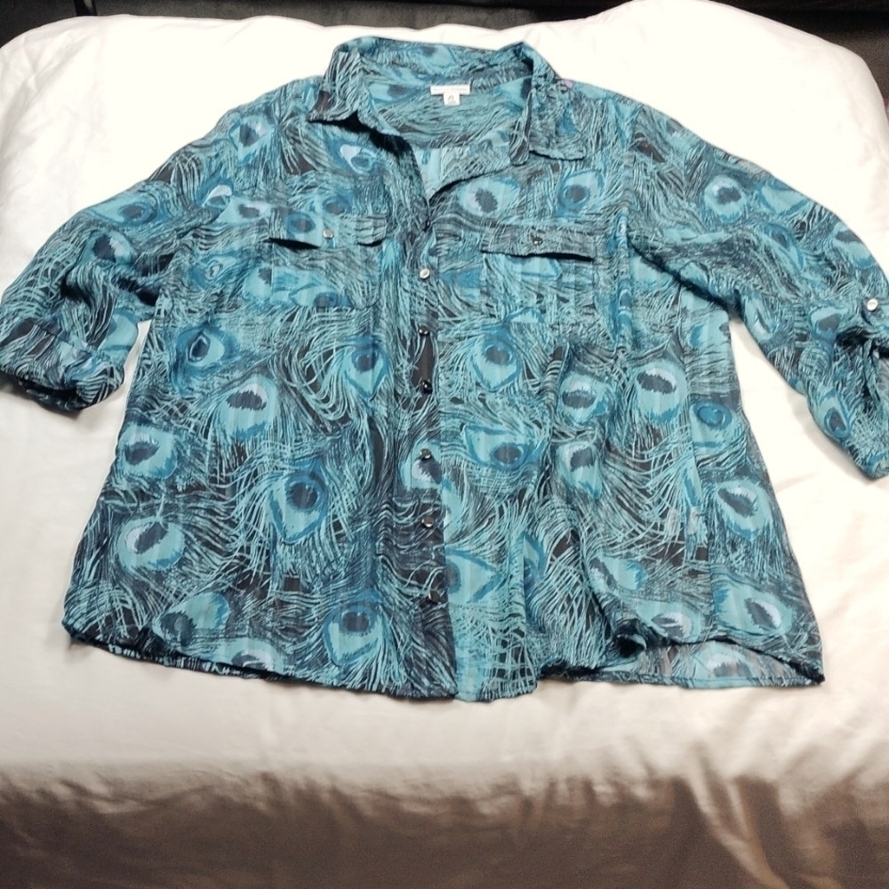 Rebecca Malone women's 3/4 sleeved button down blouse size XL